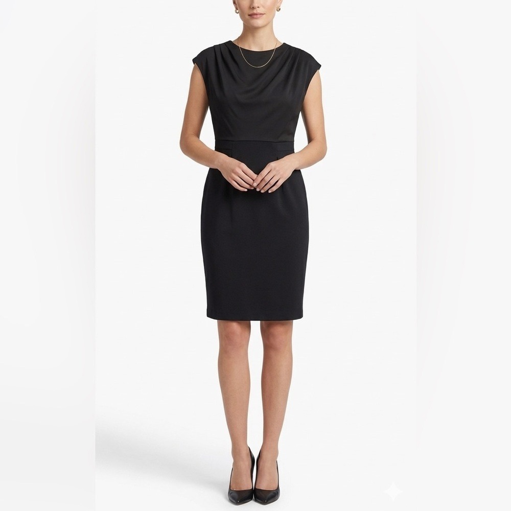 NEW Simply Vera Verawang Very Black Sheath Cocktail Draped Dress XL